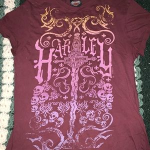Woman’s Burgundy Harley Davidson Tee